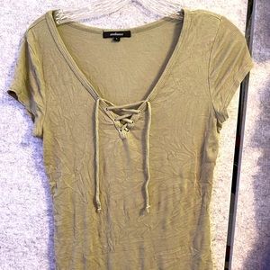 Sage Green Lace Up Top